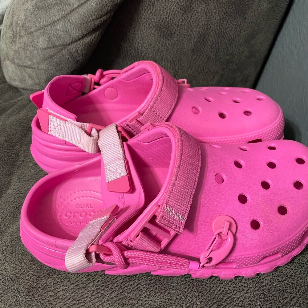 Hot pink post Malone crocs